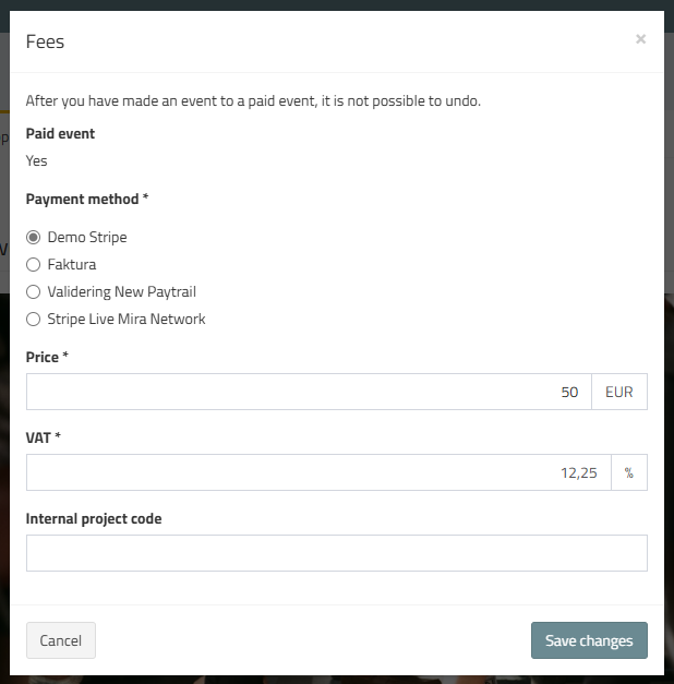 VAT-rate for paid event